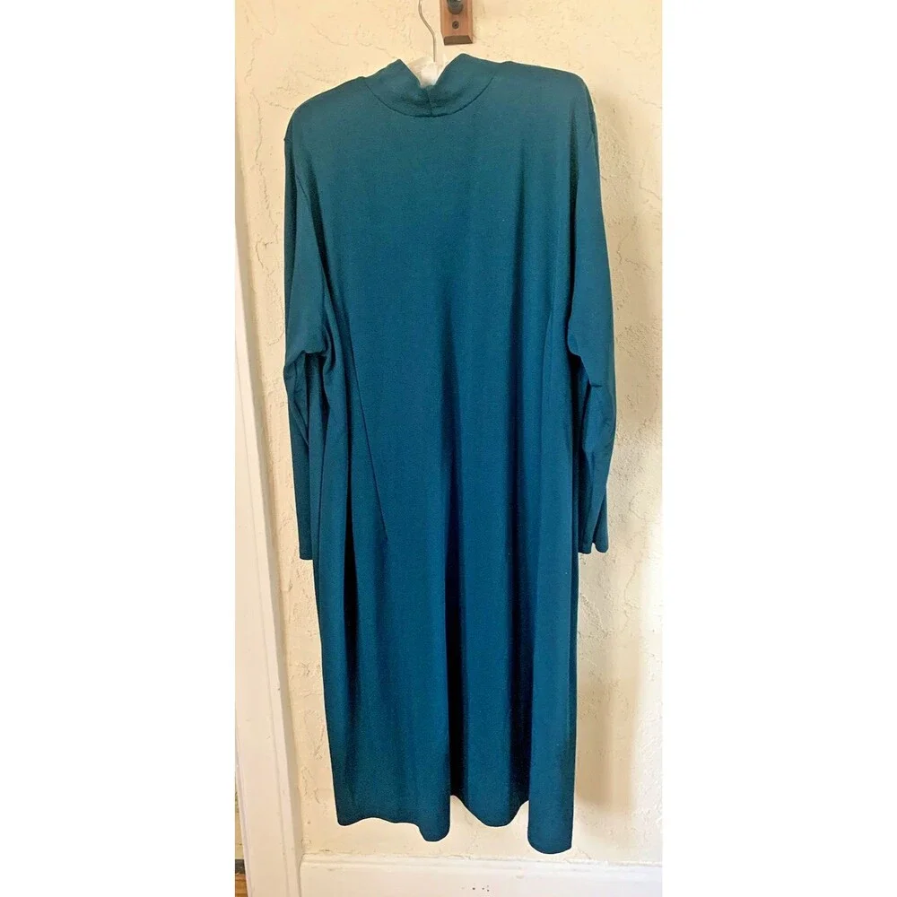 SERENGETI Women's Dress Size 2XL Turquoise Green Blue Long Rayon VTG